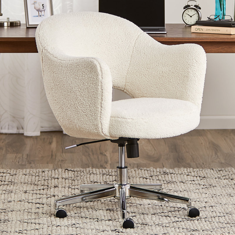 Serta at Home Serta Valetta Midcentury Modern Faux Fur Home Office Chair with Memory Foam